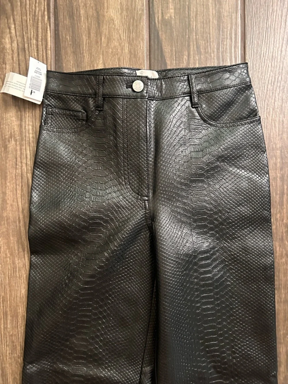NWT Aritzia Wilfred The Melina Vegan Leather Pant in Black Python Sz 0 SHORT